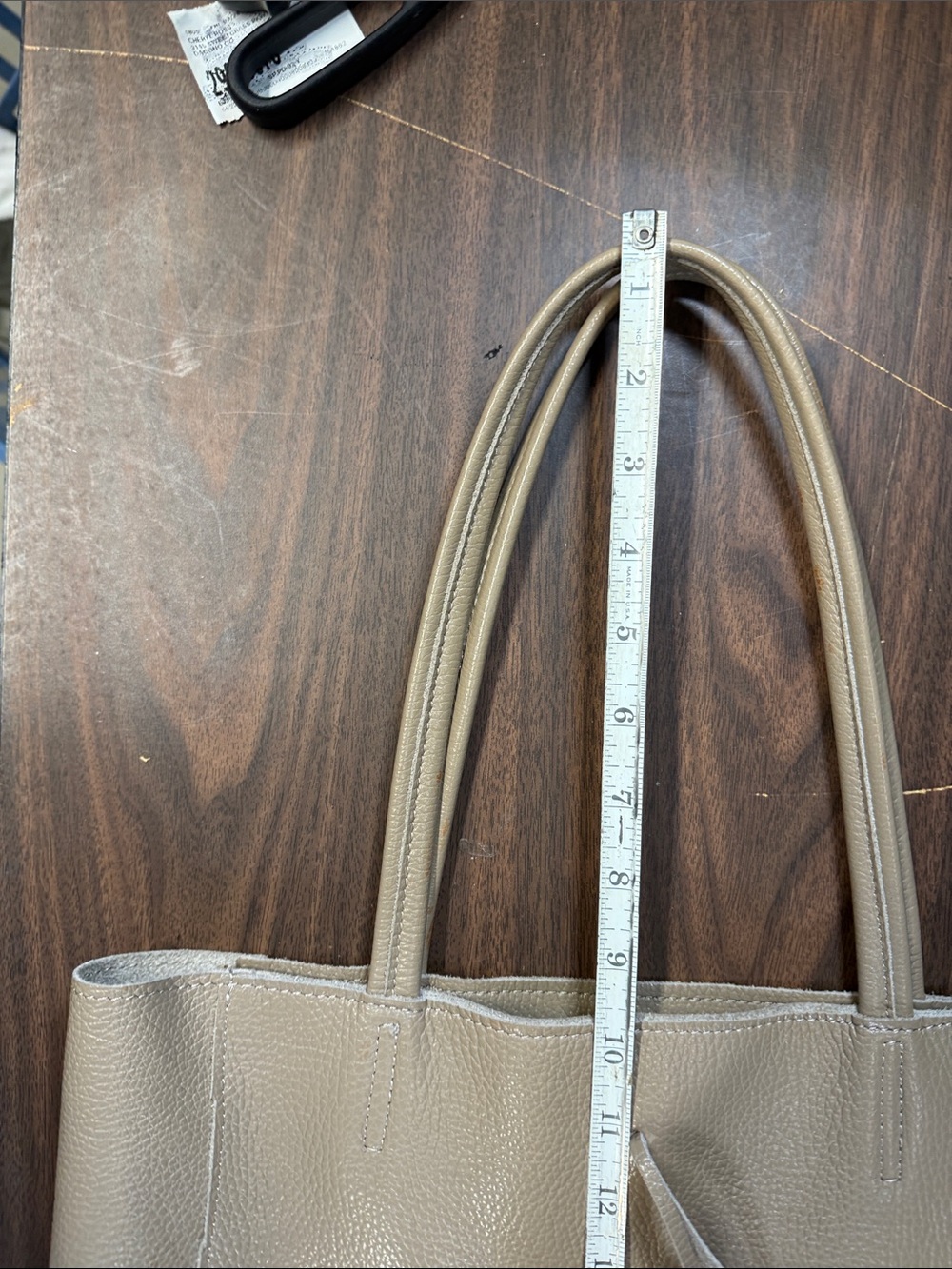 Classic Neutral Italian Leather Tote Bag - Taupe - Picture 6 of 8